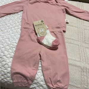 Cozy Cub Pink 2pc. Sleeper with BearPaw Plush Socks